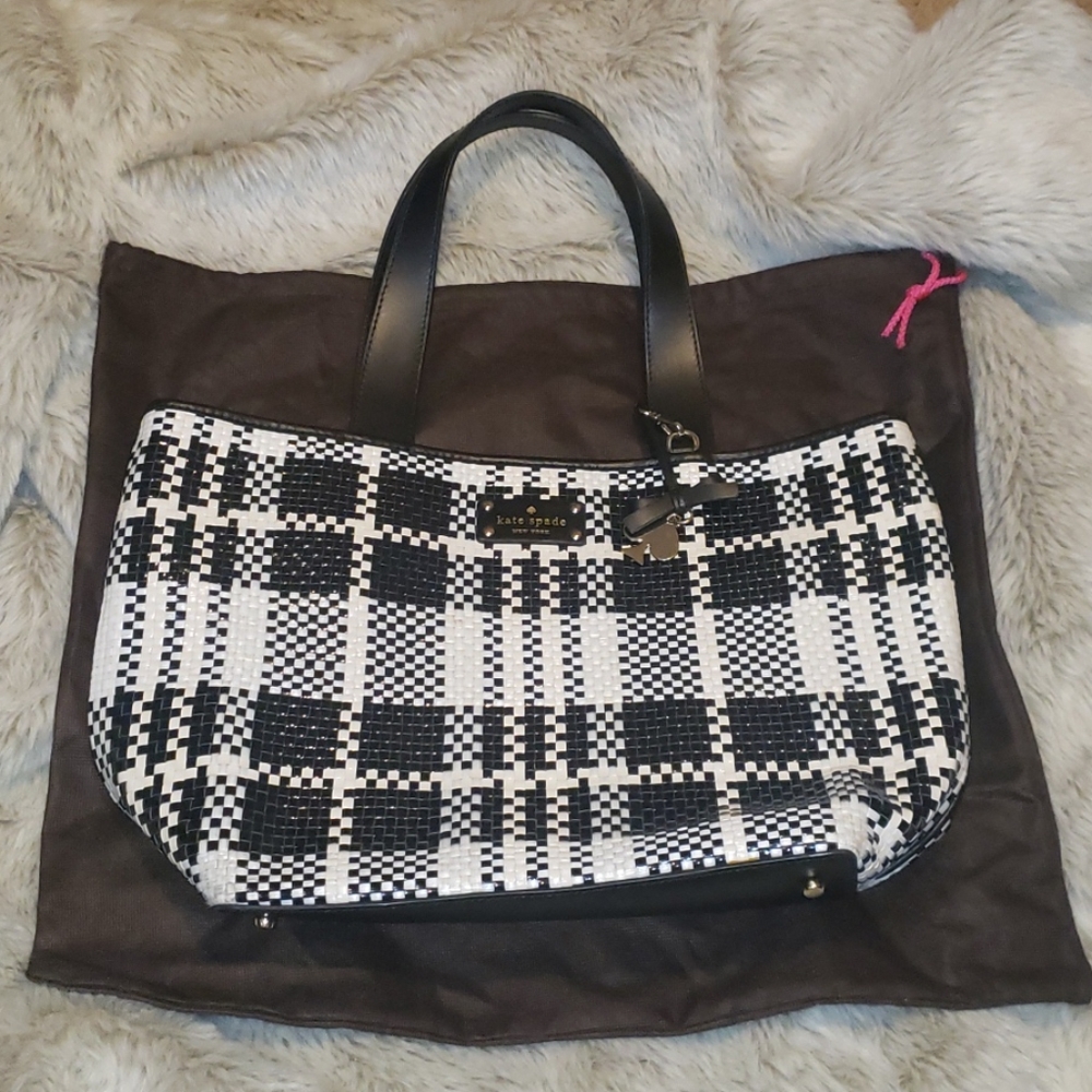 SOLD Kate Spade Plaid Purse with Dust Cover - Picture 14 of 14